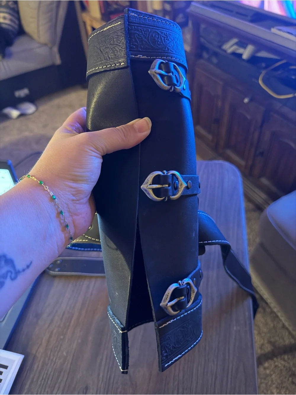 Black Leather Medieval Back Holster for Cosplay